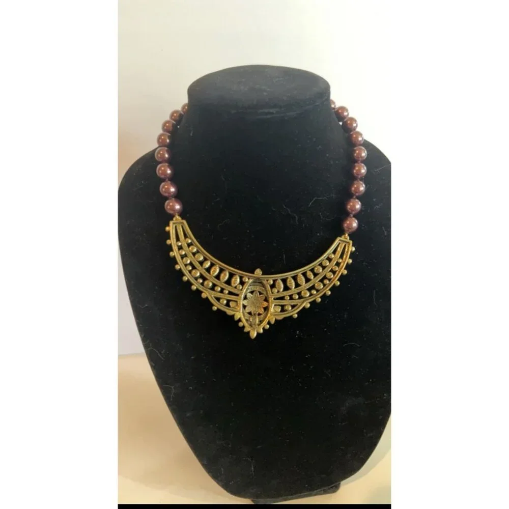 Heidi Daus 3pc: Pearl Rhinestone Beaded Statement Necklace,  Long Pearl Strand &